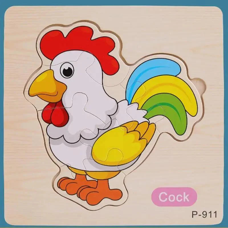 Montessori Games Baby Animals/traffic Kid's Cognition Puzzles Toys Wooden Cartoon Cognition Puzzle Toys Matching Education Game - SJB-DIAMOND ELITES