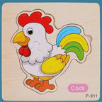 Montessori Games Baby Animals/traffic Kid's Cognition Puzzles Toys Wooden Cartoon Cognition Puzzle Toys Matching Education Game - SJB-DIAMOND ELITES