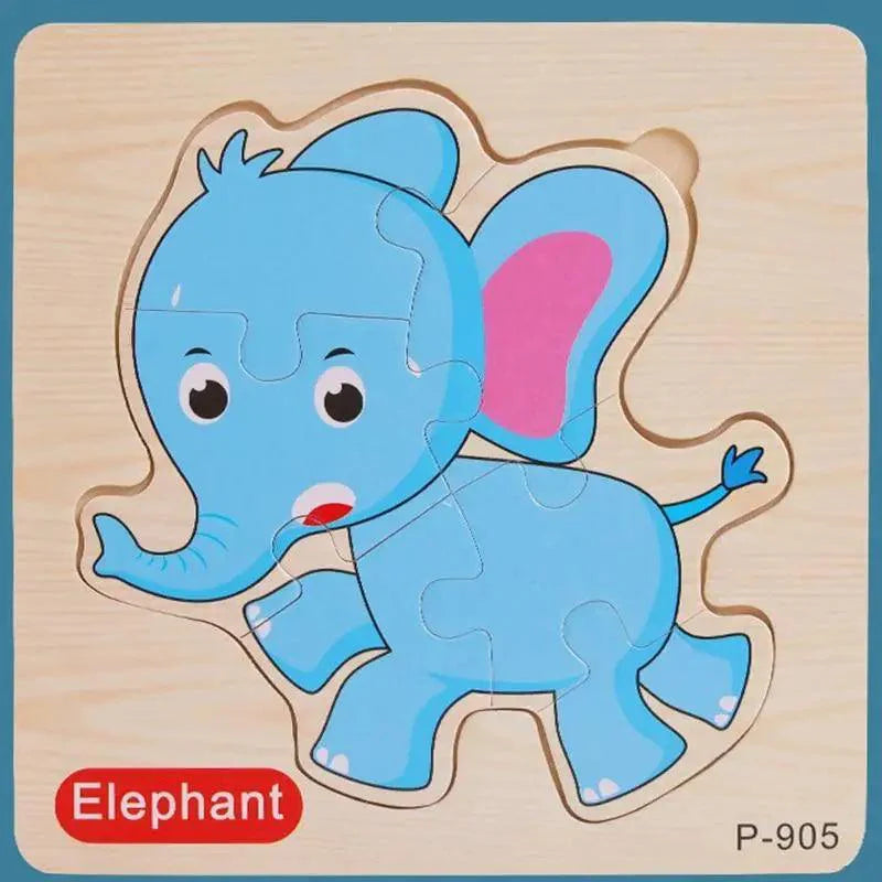 Montessori Games Baby Animals/traffic Kid's Cognition Puzzles Toys Wooden Cartoon Cognition Puzzle Toys Matching Education Game - SJB-DIAMOND ELITES