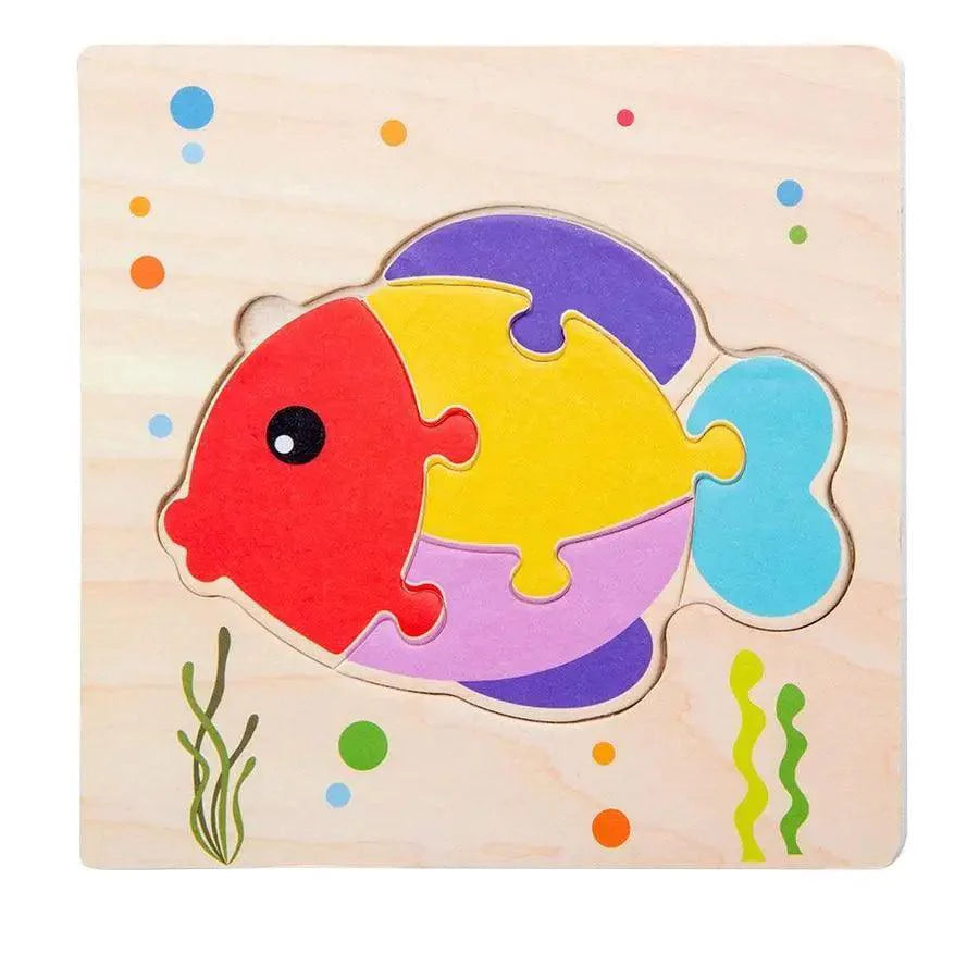 Montessori Games Baby Animals/traffic Kid's Cognition Puzzles Toys Wooden Cartoon Cognition Puzzle Toys Matching Education Game - SJB-DIAMOND ELITES