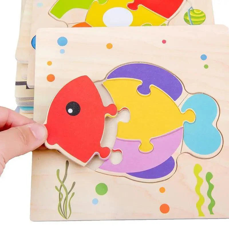Montessori Games Baby Animals/traffic Kid's Cognition Puzzles Toys Wooden Cartoon Cognition Puzzle Toys Matching Education Game - SJB-DIAMOND ELITES