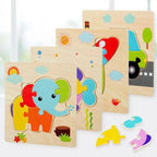 Montessori Games Baby Animals/traffic Kid's Cognition Puzzles Toys Wooden Cartoon Cognition Puzzle Toys Matching Education Game - SJB-DIAMOND ELITES
