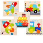 Montessori Games Baby Animals/traffic Kid's Cognition Puzzles Toys Wooden Cartoon Cognition Puzzle Toys Matching Education Game - SJB-DIAMOND ELITES