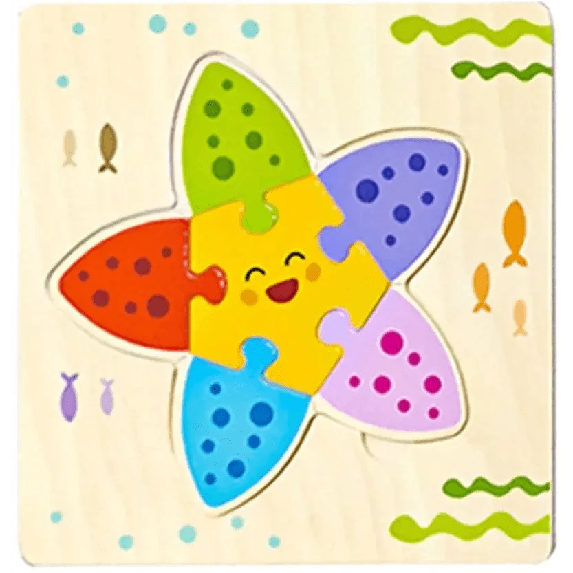 Montessori Games Baby Animals/traffic Kid's Cognition Puzzles Toys Wooden Cartoon Cognition Puzzle Toys Matching Education Game - SJB-DIAMOND ELITES