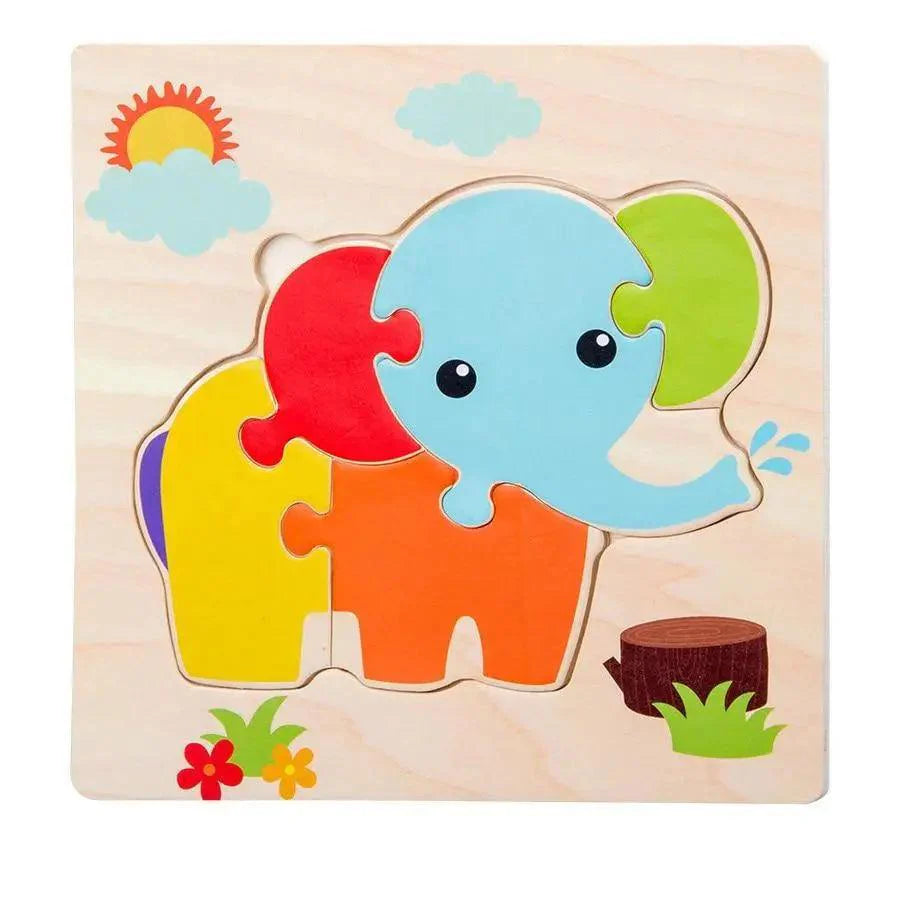 Montessori Games Baby Animals/traffic Kid's Cognition Puzzles Toys Wooden Cartoon Cognition Puzzle Toys Matching Education Game - SJB-DIAMOND ELITES