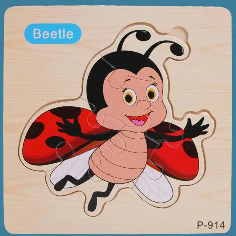 Montessori Games Baby Animals/traffic Kid's Cognition Puzzles Toys Wooden Cartoon Cognition Puzzle Toys Matching Education Game - SJB-DIAMOND ELITES