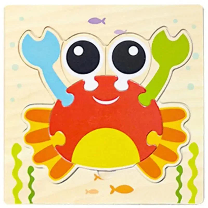 Montessori Games Baby Animals/traffic Kid's Cognition Puzzles Toys Wooden Cartoon Cognition Puzzle Toys Matching Education Game - SJB-DIAMOND ELITES