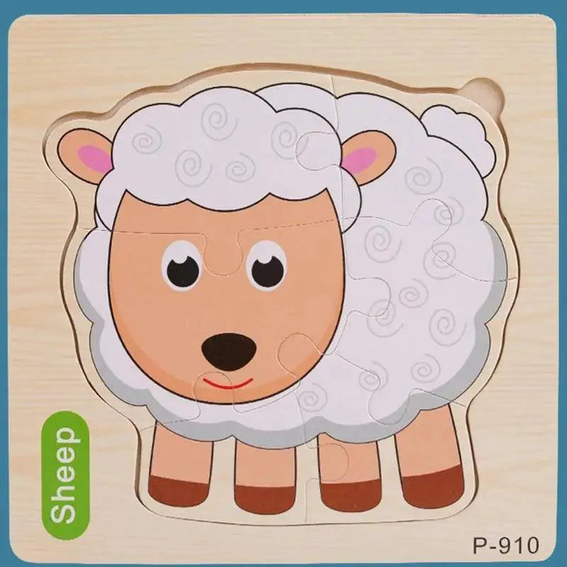 Montessori Games Baby Animals/traffic Kid's Cognition Puzzles Toys Wooden Cartoon Cognition Puzzle Toys Matching Education Game - SJB-DIAMOND ELITES