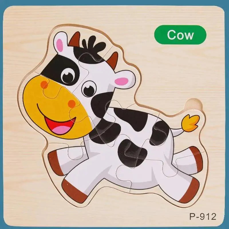 Montessori Games Baby Animals/traffic Kid's Cognition Puzzles Toys Wooden Cartoon Cognition Puzzle Toys Matching Education Game - SJB-DIAMOND ELITES