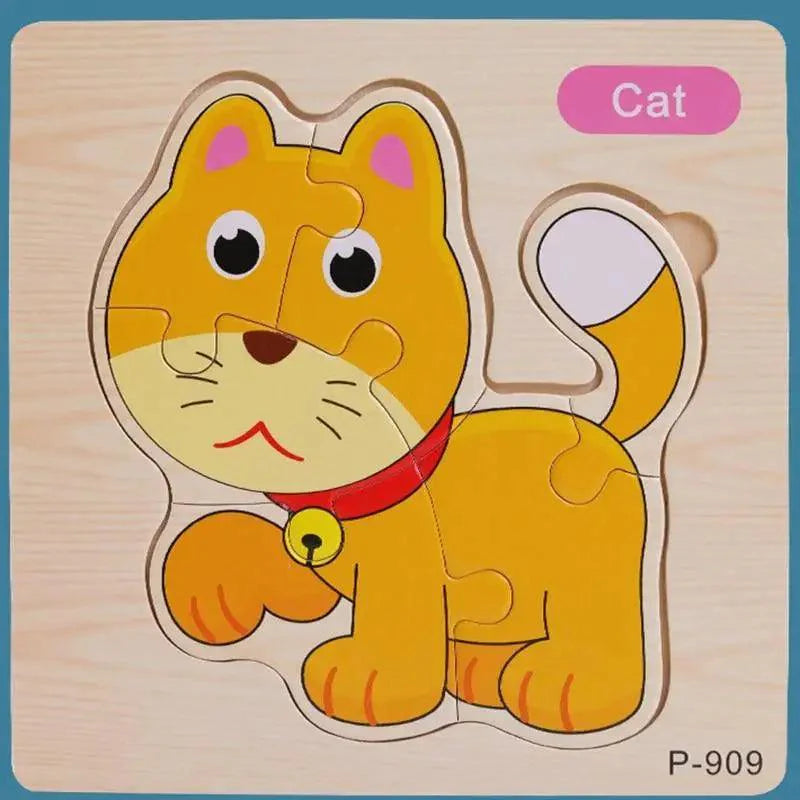 Montessori Games Baby Animals/traffic Kid's Cognition Puzzles Toys Wooden Cartoon Cognition Puzzle Toys Matching Education Game - SJB-DIAMOND ELITES