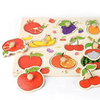 Montessori Wooden Puzzles Hand Grab Boards Toys Tangram Baby Educational Toys Cartoon Vehicle Animals Fruits 3D Puzzles - SJB-DIAMOND ELITES