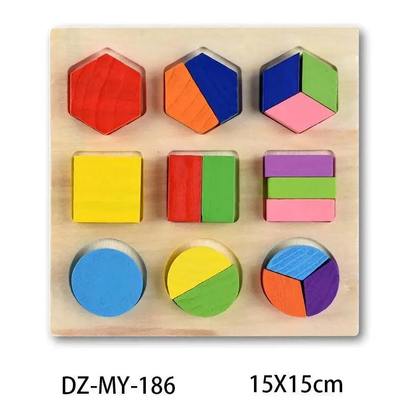 Montessori Wooden Puzzles Hand Grab Boards Toys Tangram Baby Educational Toys Cartoon Vehicle Animals Fruits 3D Puzzles - SJB-DIAMOND ELITES