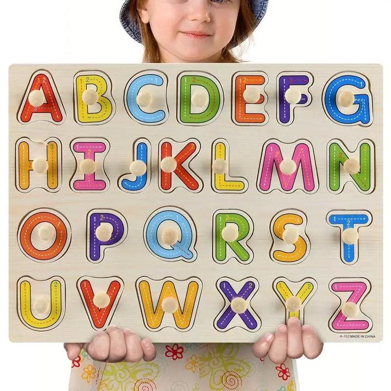 Montessori Wooden Puzzles Hand Grab Boards Toys Tangram Baby Educational Toys Cartoon Vehicle Animals Fruits 3D Puzzles - SJB-DIAMOND ELITES