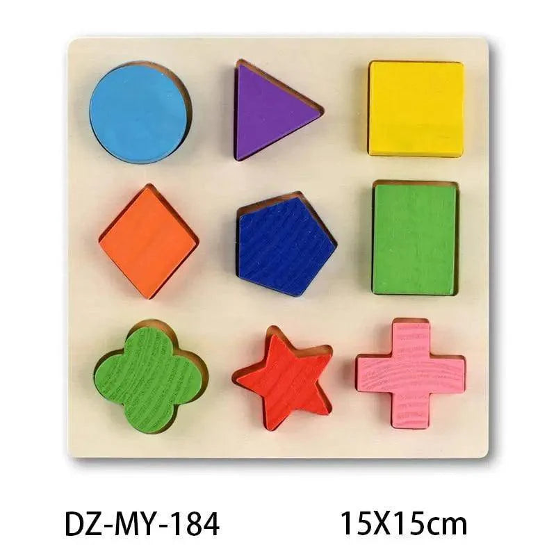Montessori Wooden Puzzles Hand Grab Boards Toys Tangram Baby Educational Toys Cartoon Vehicle Animals Fruits 3D Puzzles - SJB-DIAMOND ELITES