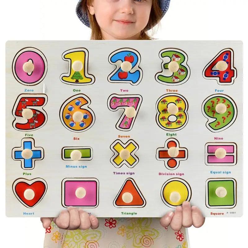 Montessori Wooden Puzzles Hand Grab Boards Toys Tangram Baby Educational Toys Cartoon Vehicle Animals Fruits 3D Puzzles - SJB-DIAMOND ELITES