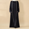 Moonlight Navy Abaya With White Geometric Stitch Embroidery | 2-Piece Set (MOA119)