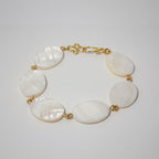 Mother Of Pearl Chain Bracelet Gold Plated Link Design