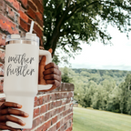 Mother Hustler 40oz Tumbler For Moms Personal Insulated Straw Cup Travel Mug BandsCo Straps