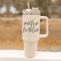 Mother Hustler 40oz Tumbler For Moms Personal Insulated Straw Cup Travel Mug BandsCo Straps