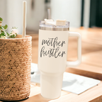 Mother Hustler 40oz Tumbler For Moms Personal Insulated Straw Cup Travel Mug BandsCo Straps