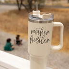 Mother Hustler 40oz Tumbler For Moms Personal Insulated Straw Cup Travel Mug BandsCo Straps