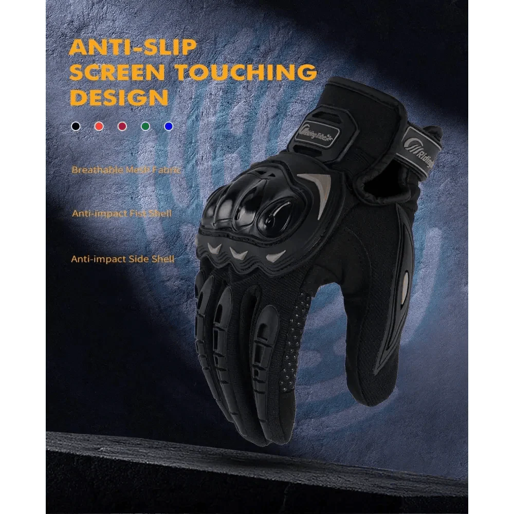 Motorcycle Breathable Glove Strong PVC Touch Screen Full Finger Motorbike Racing Riding Bicycle Summer Gloves Stevvex