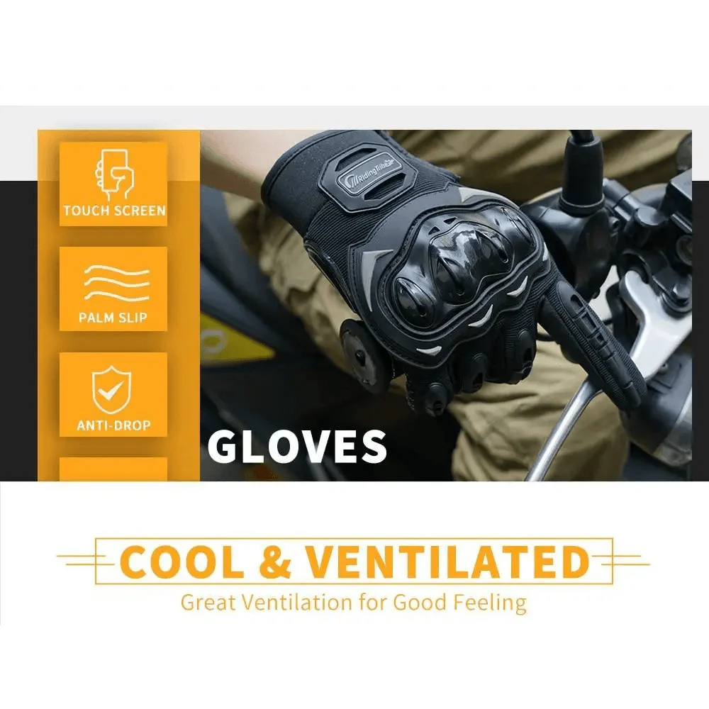 Motorcycle Breathable Glove Strong PVC Touch Screen Full Finger Motorbike Racing Riding Bicycle Summer Gloves Stevvex