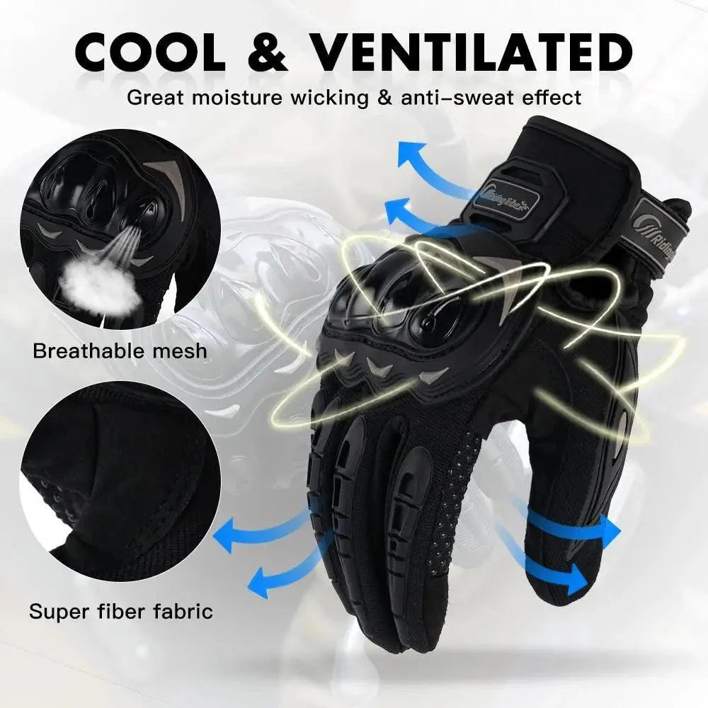Motorcycle Breathable Glove Strong PVC Touch Screen Full Finger Motorbike Racing Riding Bicycle Summer Gloves Stevvex