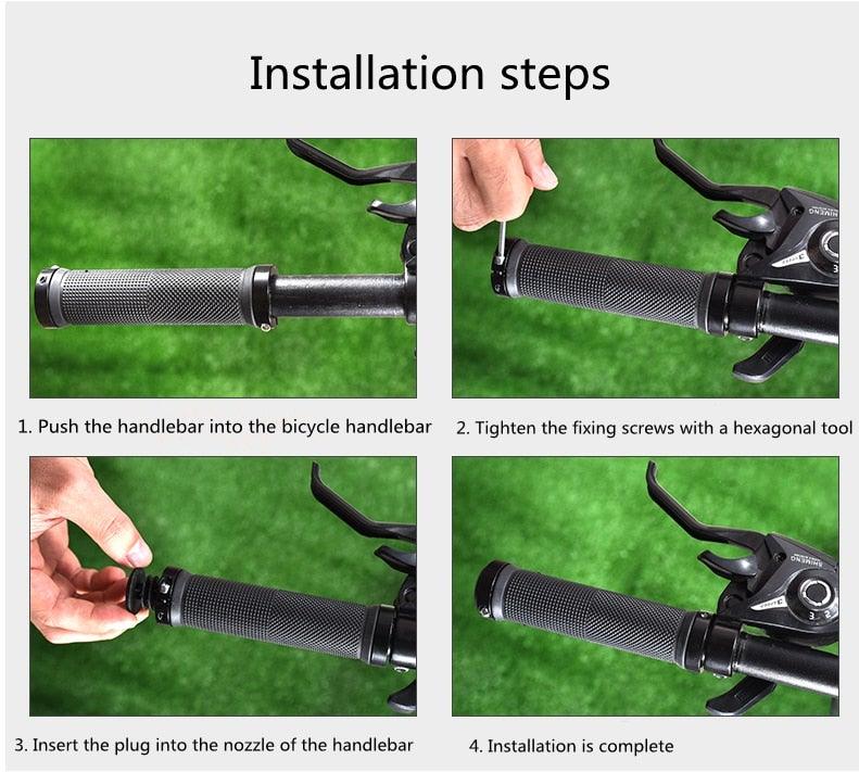 Mountain Bicycle Grips Handlebar Road Bike Cycling Handlebar Grip Cover Anti-Skid Soft Rubber Handle Grip Bar Double Lock On Bicycle Handle Bar Soft And Comfortable Rubber Handle Suitable For Bicycle Stevvex