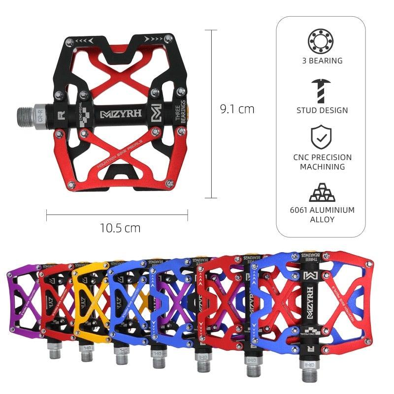 Mountain Bicycle Pedals Cycling Ultralight Aluminum Alloy 3 Bearings Pedals Bike Pedals Flat Bike Pedal Ultra-Light Aluminum Alloy Sealed Bearing With Cleats Pedal Suitable For Mountain Bike Bicycle Stevvex