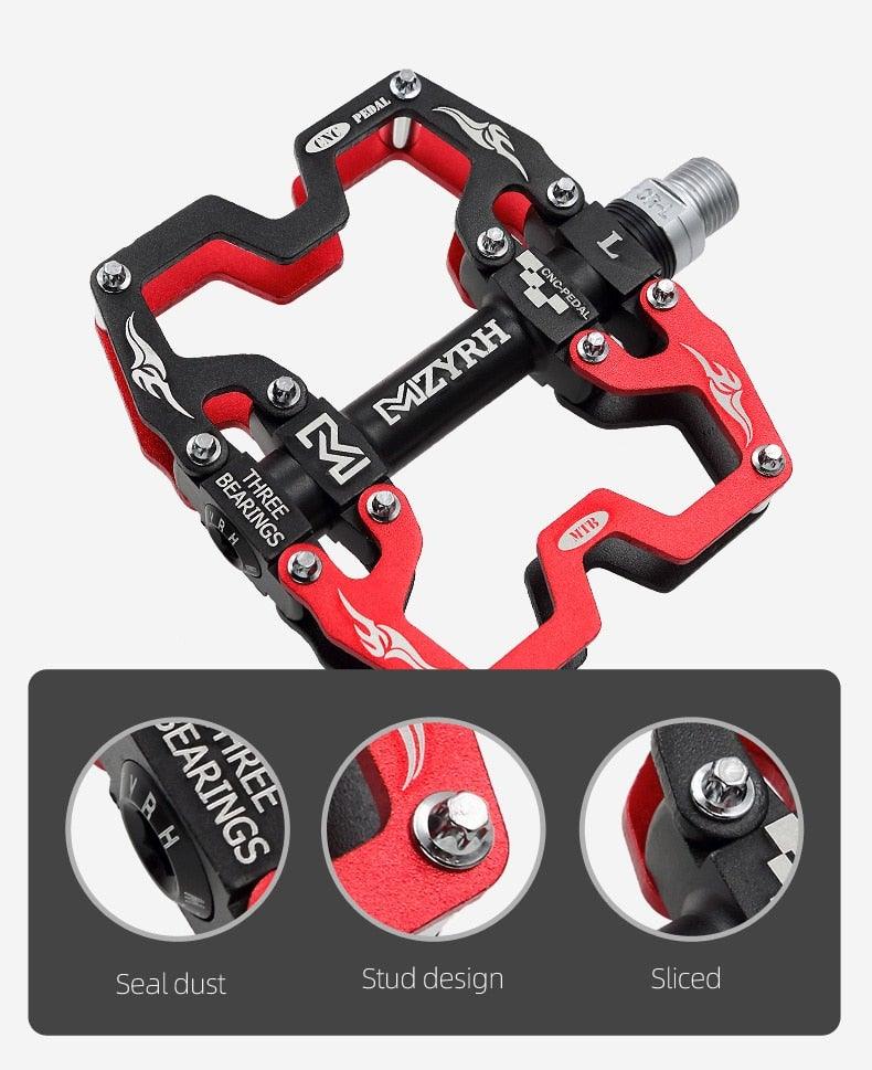Mountain Bicycle Pedals Cycling Ultralight Aluminum Alloy 3 Bearings Pedals Bike Pedals Flat Bike Pedal Ultra-Light Aluminum Alloy Sealed Bearing With Cleats Pedal Suitable For Mountain Bike Bicycle Stevvex