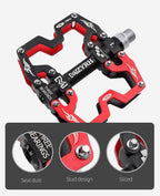 Mountain Bicycle Pedals Cycling Ultralight Aluminum Alloy 3 Bearings Pedals Bike Pedals Flat Bike Pedal Ultra-Light Aluminum Alloy Sealed Bearing With Cleats Pedal Suitable For Mountain Bike Bicycle Stevvex