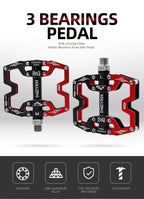 Mountain Bicycle Pedals Cycling Ultralight Aluminum Alloy 3 Bearings Pedals Bike Pedals Flat Bike Pedal Ultra-Light Aluminum Alloy Sealed Bearing With Cleats Pedal Suitable For Mountain Bike Bicycle Stevvex