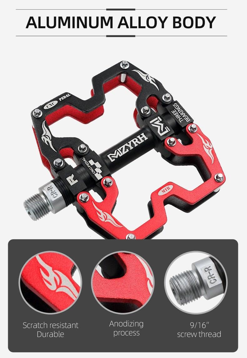 Mountain Bicycle Pedals Cycling Ultralight Aluminum Alloy 3 Bearings Pedals Bike Pedals Flat Bike Pedal Ultra-Light Aluminum Alloy Sealed Bearing With Cleats Pedal Suitable For Mountain Bike Bicycle Stevvex