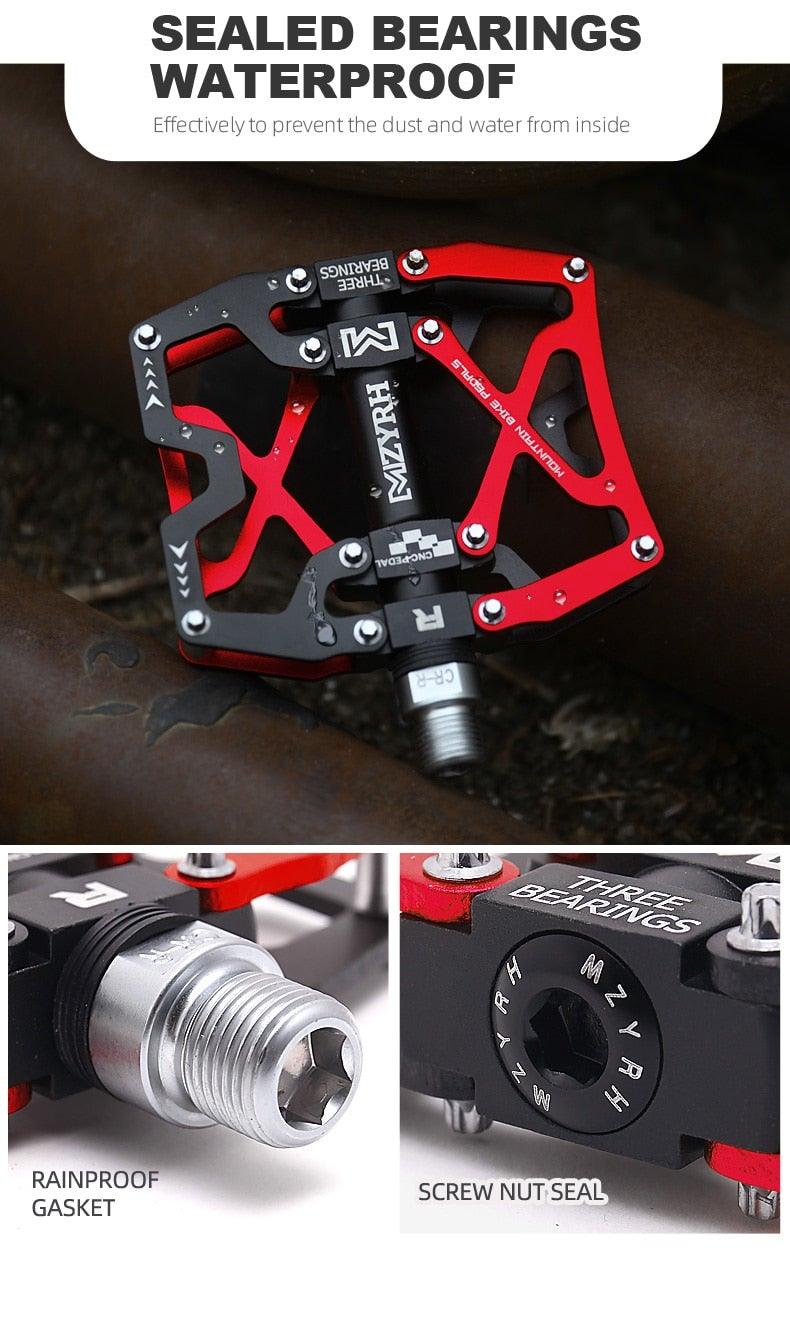 Mountain Bicycle Pedals Cycling Ultralight Aluminum Alloy 3 Bearings Pedals Bike Pedals Flat Bike Pedal Ultra-Light Aluminum Alloy Sealed Bearing With Cleats Pedal Suitable For Mountain Bike Bicycle Stevvex