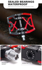 Mountain Bicycle Pedals Cycling Ultralight Aluminum Alloy 3 Bearings Pedals Bike Pedals Flat Bike Pedal Ultra-Light Aluminum Alloy Sealed Bearing With Cleats Pedal Suitable For Mountain Bike Bicycle Stevvex