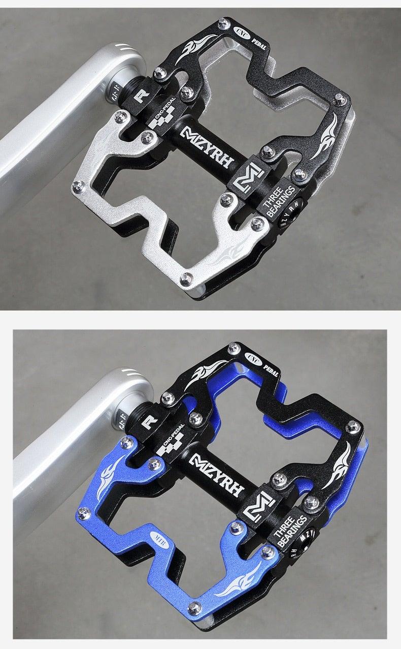 Mountain Bicycle Pedals Cycling Ultralight Aluminum Alloy 3 Bearings Pedals Bike Pedals Flat Bike Pedal Ultra-Light Aluminum Alloy Sealed Bearing With Cleats Pedal Suitable For Mountain Bike Bicycle Stevvex