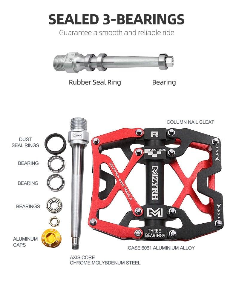 Mountain Bicycle Pedals Cycling Ultralight Aluminum Alloy 3 Bearings Pedals Bike Pedals Flat Bike Pedal Ultra-Light Aluminum Alloy Sealed Bearing With Cleats Pedal Suitable For Mountain Bike Bicycle Stevvex