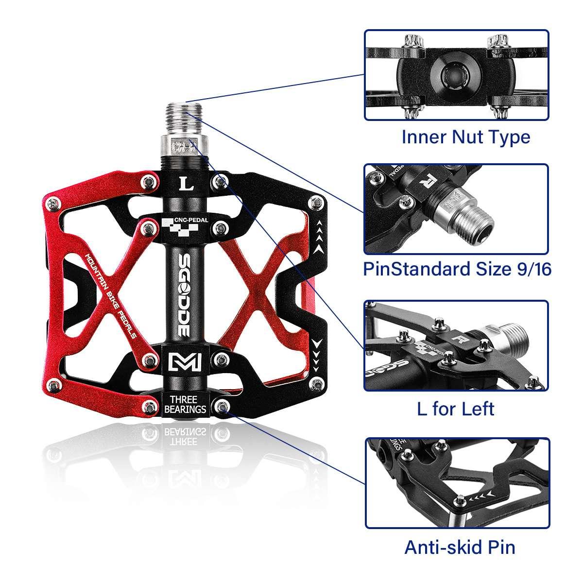 Mountain Bike 1 Pair Pedals Aluminum Alloy Cycling Bicycle Ultralight Wide Platform Anti-slip Pedal Bike Pedals Metal Bicycle Pedals Sealed Bearing Aluminum Alloy Mountain Bike Pedals Flat Stevvex
