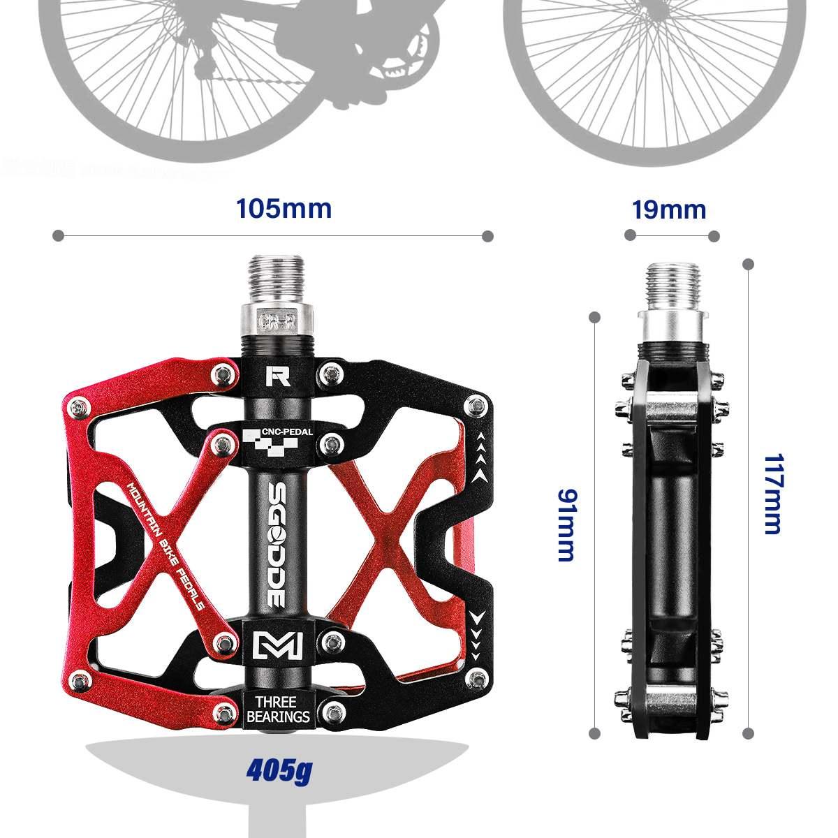 Mountain Bike 1 Pair Pedals Aluminum Alloy Cycling Bicycle Ultralight Wide Platform Anti-slip Pedal Bike Pedals Metal Bicycle Pedals Sealed Bearing Aluminum Alloy Mountain Bike Pedals Flat Stevvex