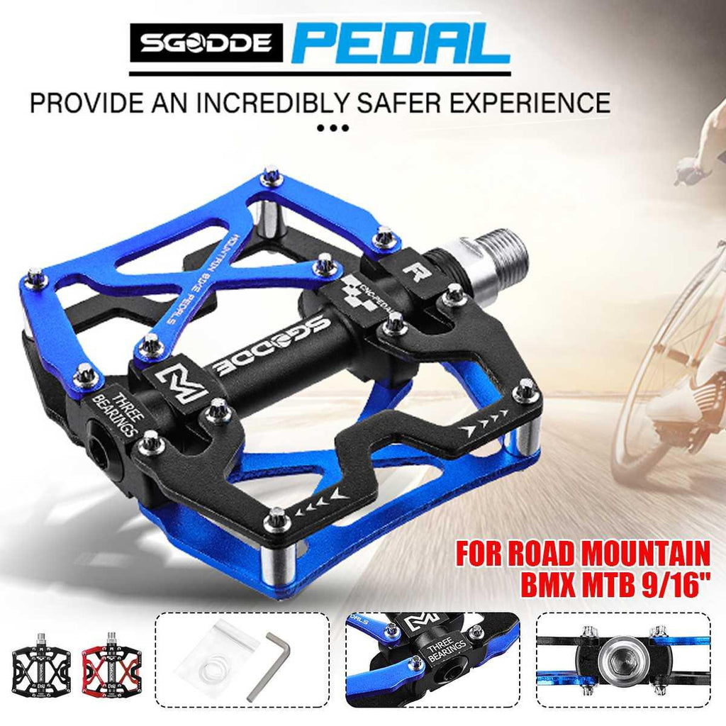 Mountain Bike 1 Pair Pedals Aluminum Alloy Cycling Bicycle Ultralight Wide Platform Anti-slip Pedal Bike Pedals Metal Bicycle Pedals Sealed Bearing Aluminum Alloy Mountain Bike Pedals Flat Stevvex