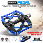 Mountain Bike 1 Pair Pedals Aluminum Alloy Cycling Bicycle Ultralight Wide Platform Anti-slip Pedal Bike Pedals Metal Bicycle Pedals Sealed Bearing Aluminum Alloy Mountain Bike Pedals Flat Stevvex