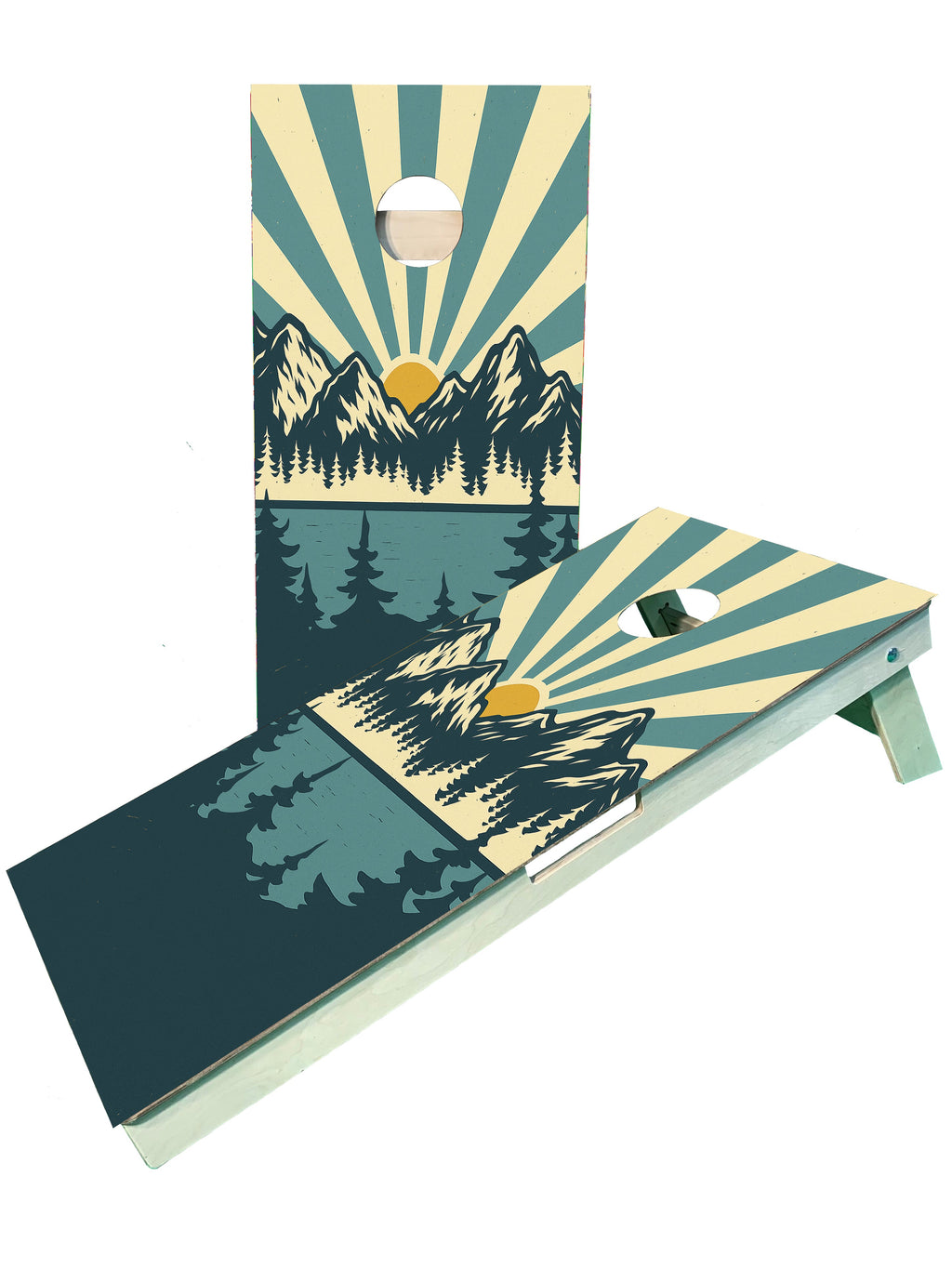 Lake in the Mountains Retro Cornhole Set - SJB-DIAMOND ELITES