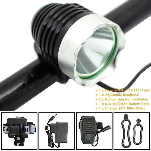 Mountian Bike Front Lamp 1800LM Bicycle Headlight Cycling Headlamp Battery Pack Charger 3 Modes Bike Headlight Waterproof  LEDs Bicycle Light Mountain Bike Front Light Headlamp Bike Light Stevvex