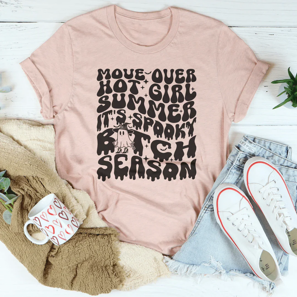 Move Over Hot Girl Summer It's Spooky B-tch Season Tee Peachy Sunday