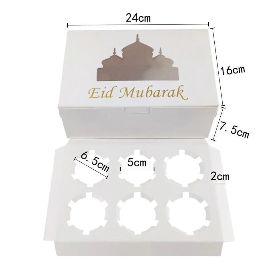 MR017 EID Mubarak  Cupcake Box , Gift Box 6 holes - SJB-DIAMOND ELITES