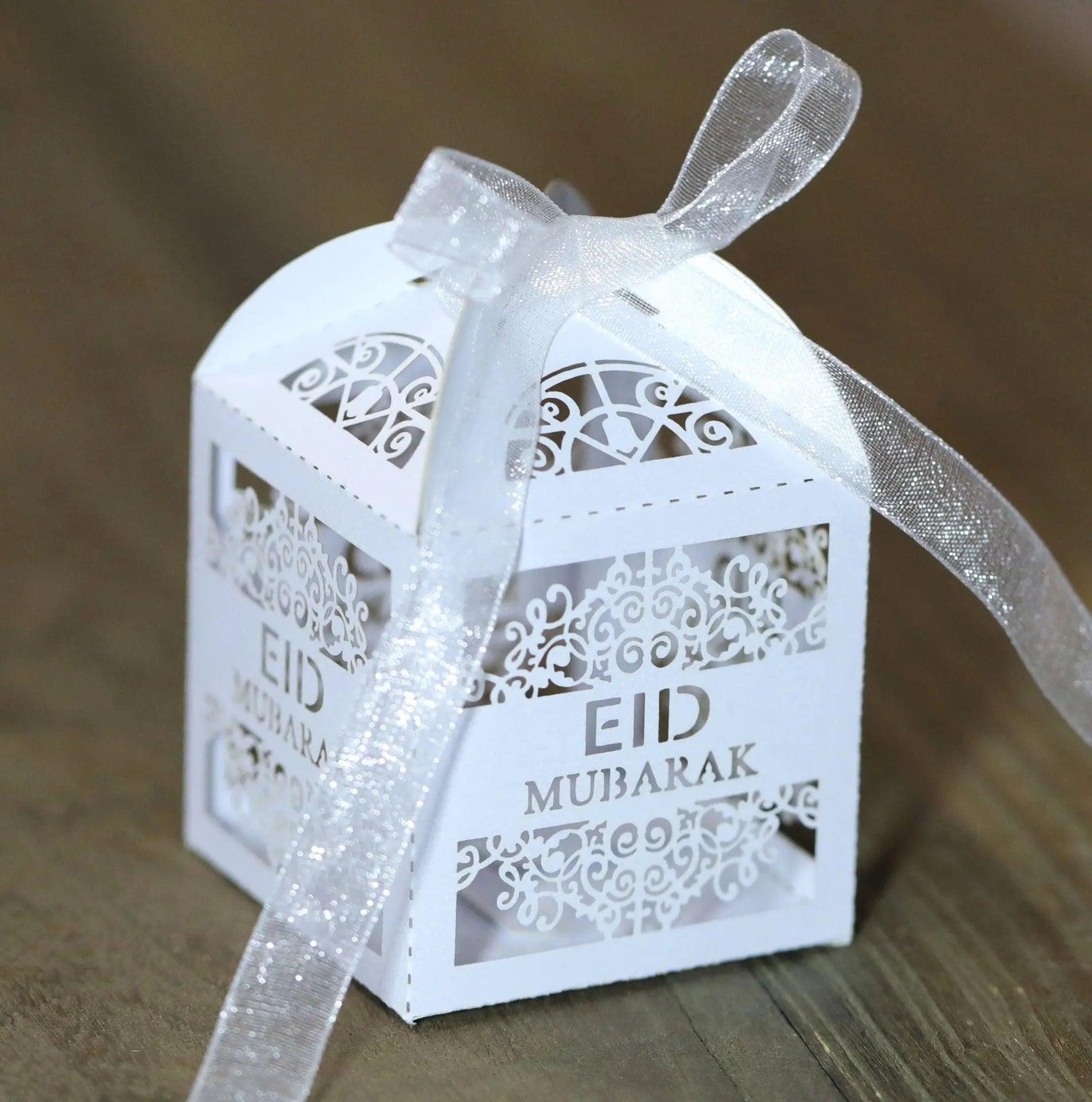 MR018 50 Pcs Happy Eid Mubarak Hollow Candy Box - SJB-DIAMOND ELITES