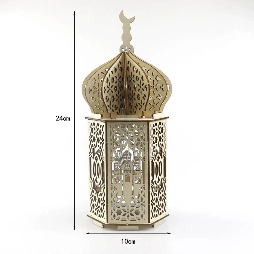 MR023 Eid Mubarak LED Wooden Lantern Ramadan Decoration - SJB-DIAMOND ELITES