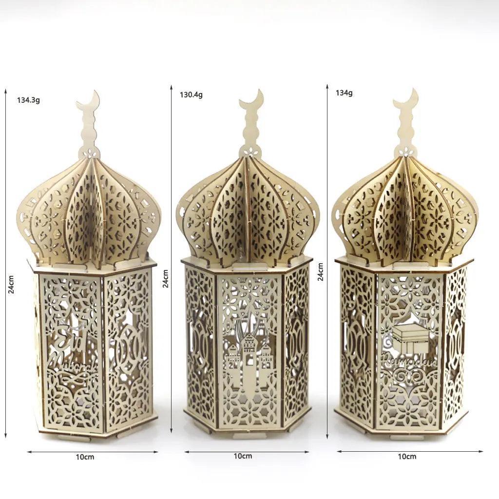 MR023 Eid Mubarak LED Wooden Lantern Ramadan Decoration - SJB-DIAMOND ELITES