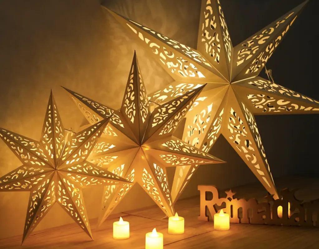 MR035 Hollow Star Hanging, Eid Mubarak Christmas Ramadan Decoration - SJB-DIAMOND ELITES